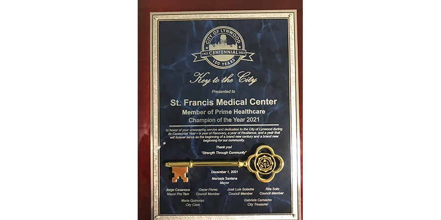 St. Francis Medical Center Receives Champion of the Year Award from City of Lynwood